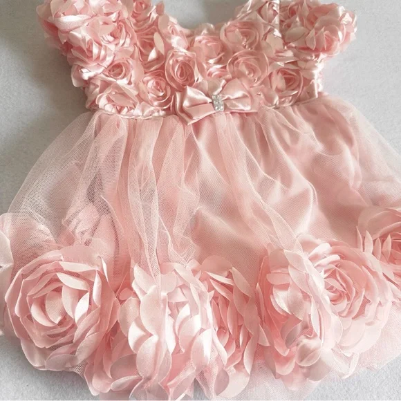 2 pc. Set Pink Floral Baby Dress 6-9 months - Picture 5 of 10